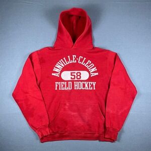 Vintage 80s Russell Athletic Annville-Cleona Field Hockey Hoodie Red Mens Medium